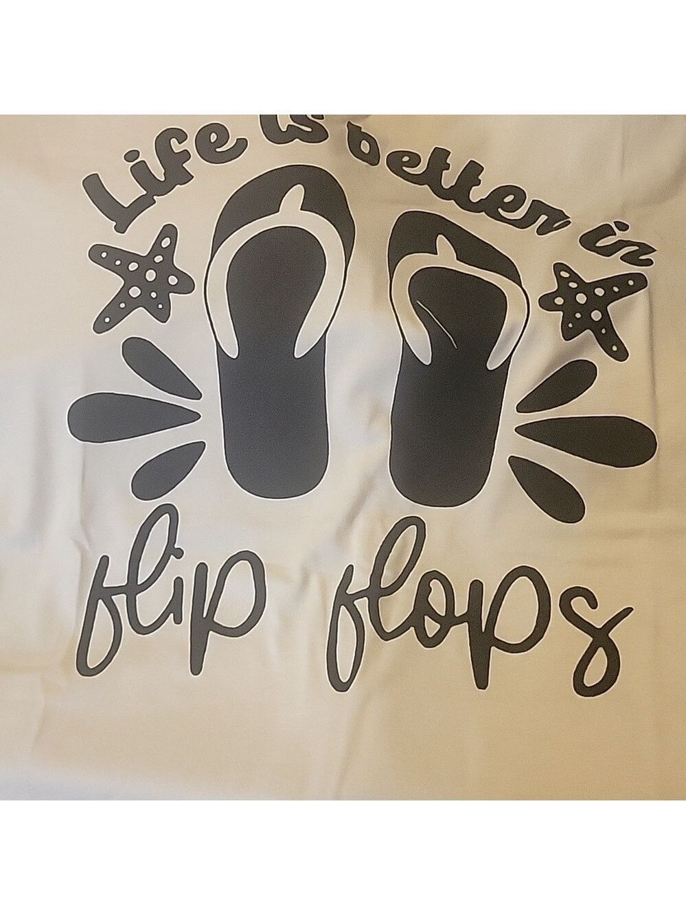 Graphic Tee with Flip Flop Design - Black and Cream